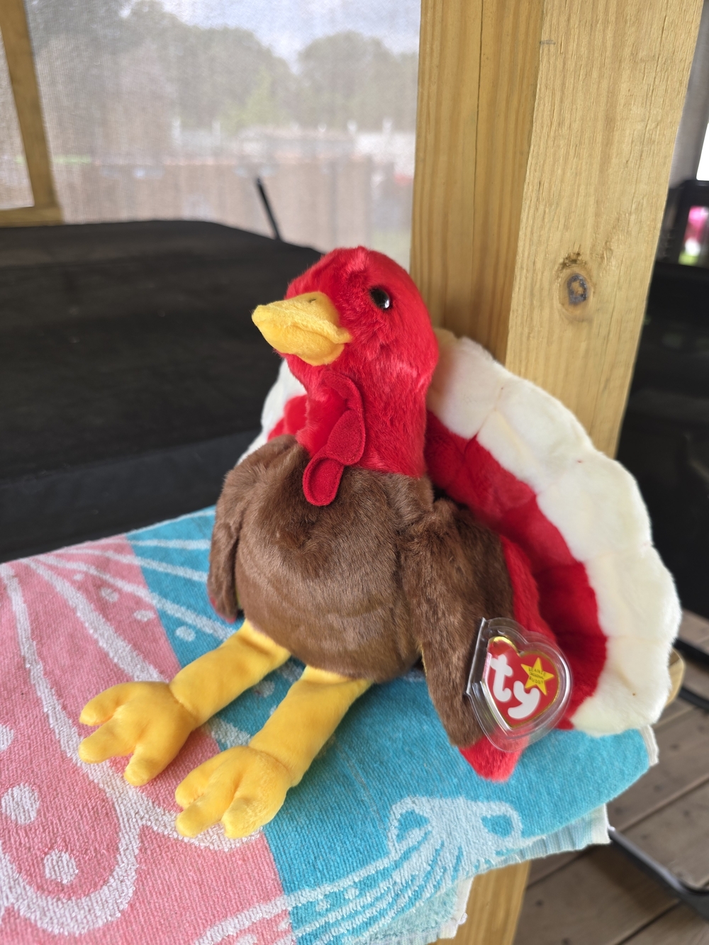 Ty Plush Turkey Toy - Red, Brown, Yellow, White